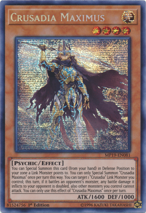 Crusadia Maximus [MP19-EN081] Prismatic Secret Rare - Doe's Cards