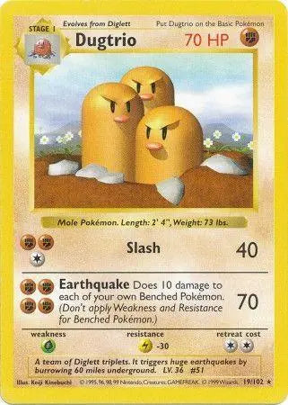 Dugtrio (19/102) [Base Set Shadowless Unlimited] - Doe's Cards