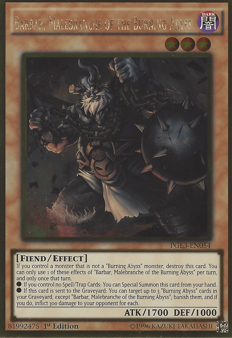 Barbar, Malebranche of the Burning Abyss [PGL3-EN054] Gold Rare - Doe's Cards