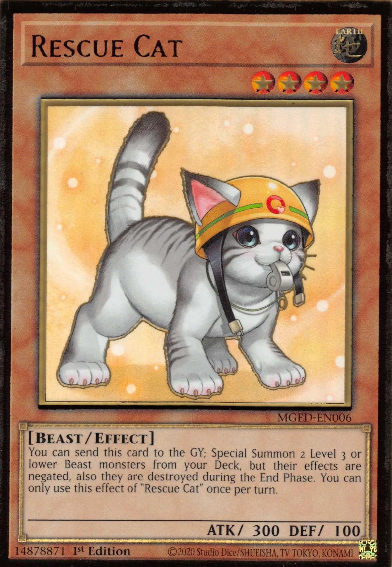 Rescue Cat (Alternate Art) [MGED-EN006] Gold Rare - Doe's Cards