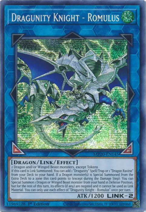 Dragunity Knight - Romulus [MP20-EN145] Prismatic Secret Rare - Doe's Cards