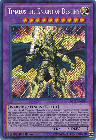 Timaeus the Knight of Destiny [DRL2-EN001] Secret Rare - Doe's Cards