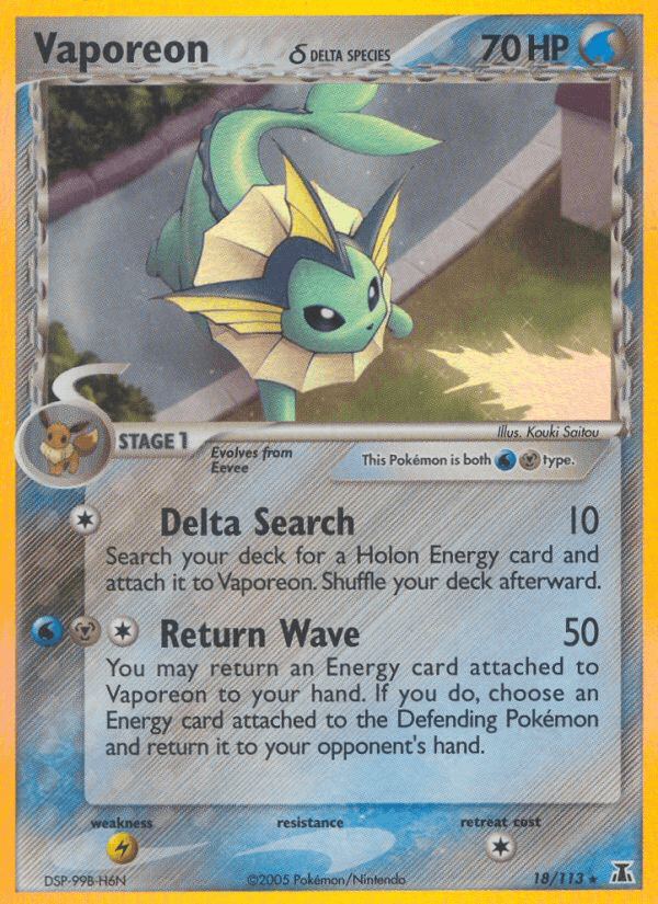 Vaporeon (18/113) (Delta Species) [EX: Delta Species] - Doe's Cards