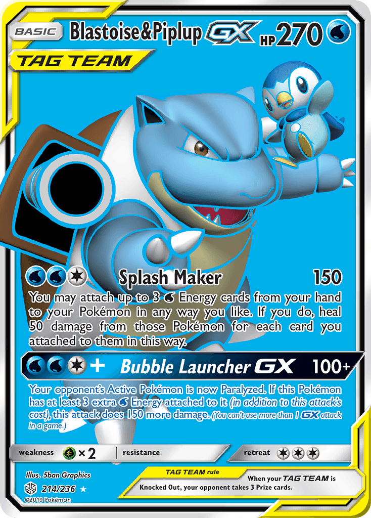 Blastoise & Piplup GX (214/236) [Sun & Moon: Cosmic Eclipse] - Doe's Cards