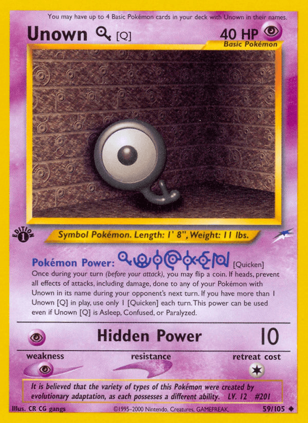 Unown [Q] (59/105) [Neo Destiny 1st Edition] - Doe's Cards