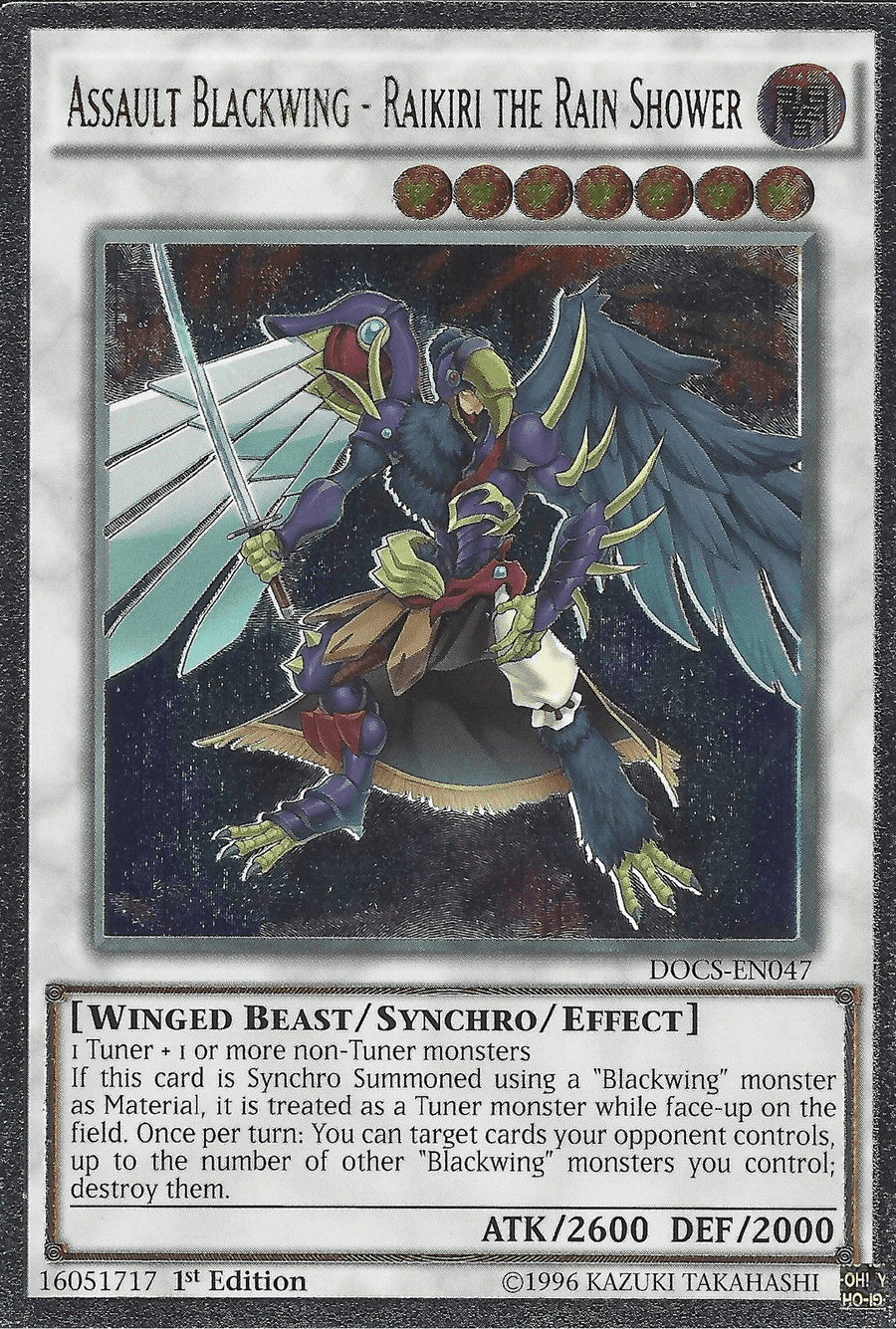 Assault Blackwing - Raikiri the Rain Shower (UTR) [DOCS-EN047] Ultimate Rare - Doe's Cards