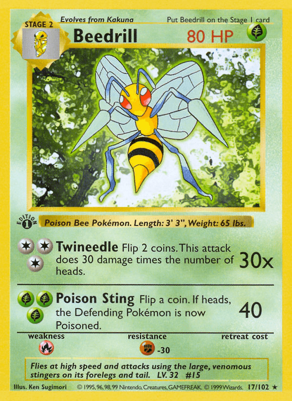 Beedrill (17/102) [Base Set 1st Edition] - Doe's Cards