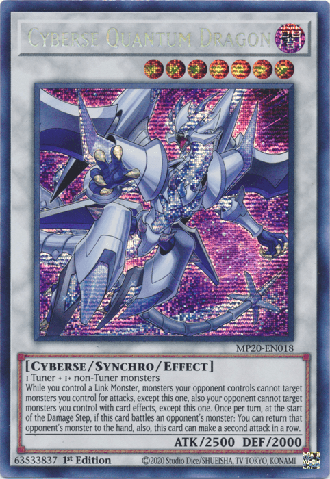 Cyberse Quantum Dragon [MP20-EN018] Prismatic Secret Rare - Doe's Cards