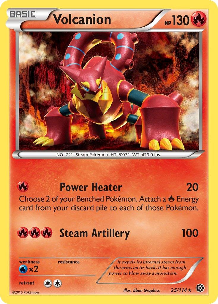 Volcanion (25/114) (Cracked Ice Holo) (Theme Deck Exclusive) [XY: Steam Siege] - Doe's Cards