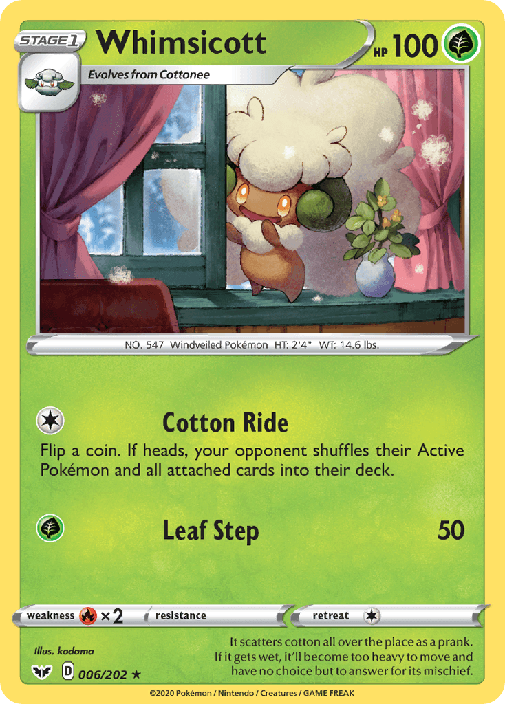 Whimsicott (006/202) [Sword & Shield: Base Set] - Doe's Cards