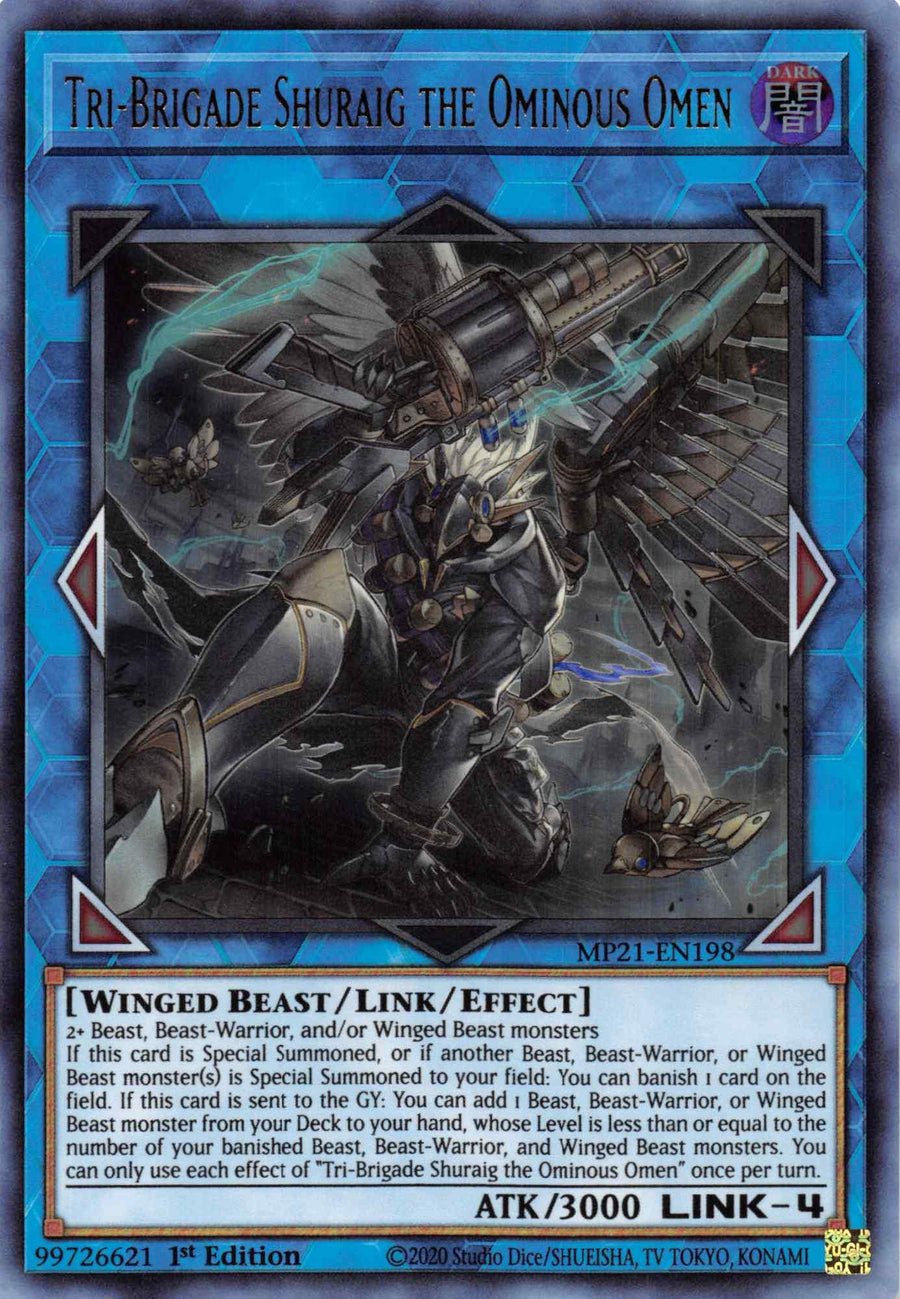 Tri-Brigade Shuraig the Ominous Omen [MP21-EN198] Ultra Rare - Doe's Cards