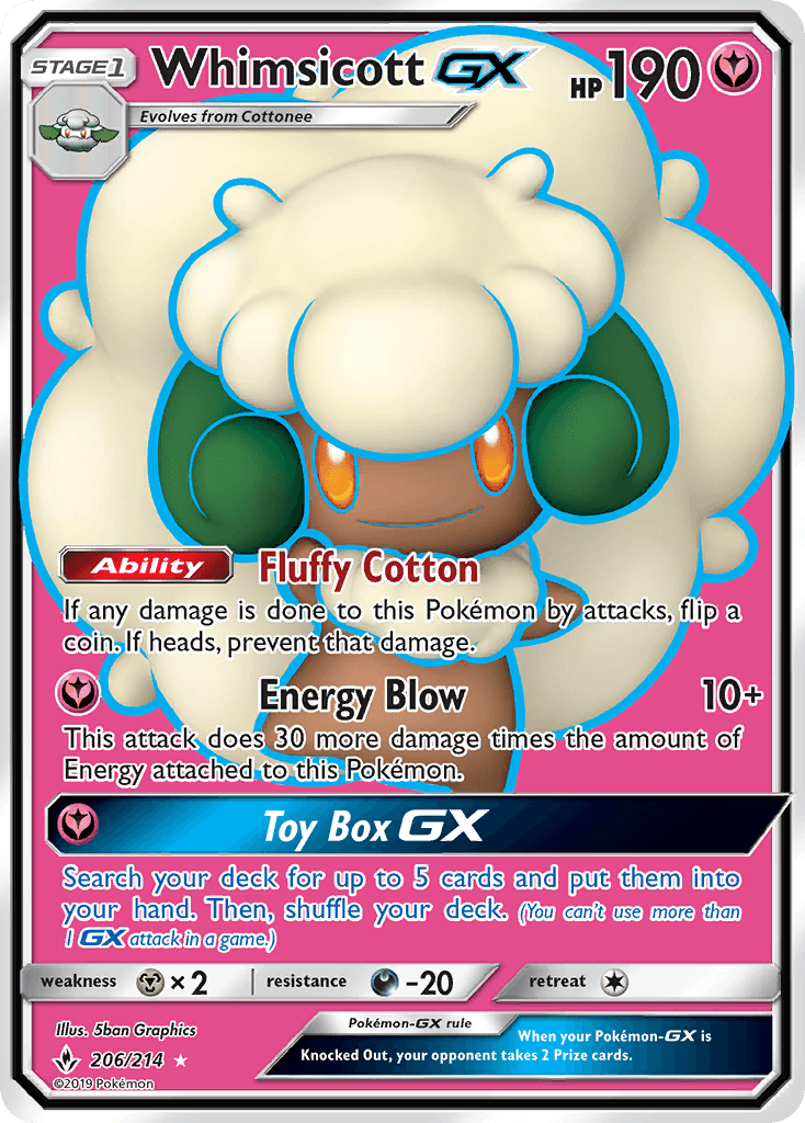 Whimsicott GX (206/214) [Sun & Moon: Unbroken Bonds] - Doe's Cards