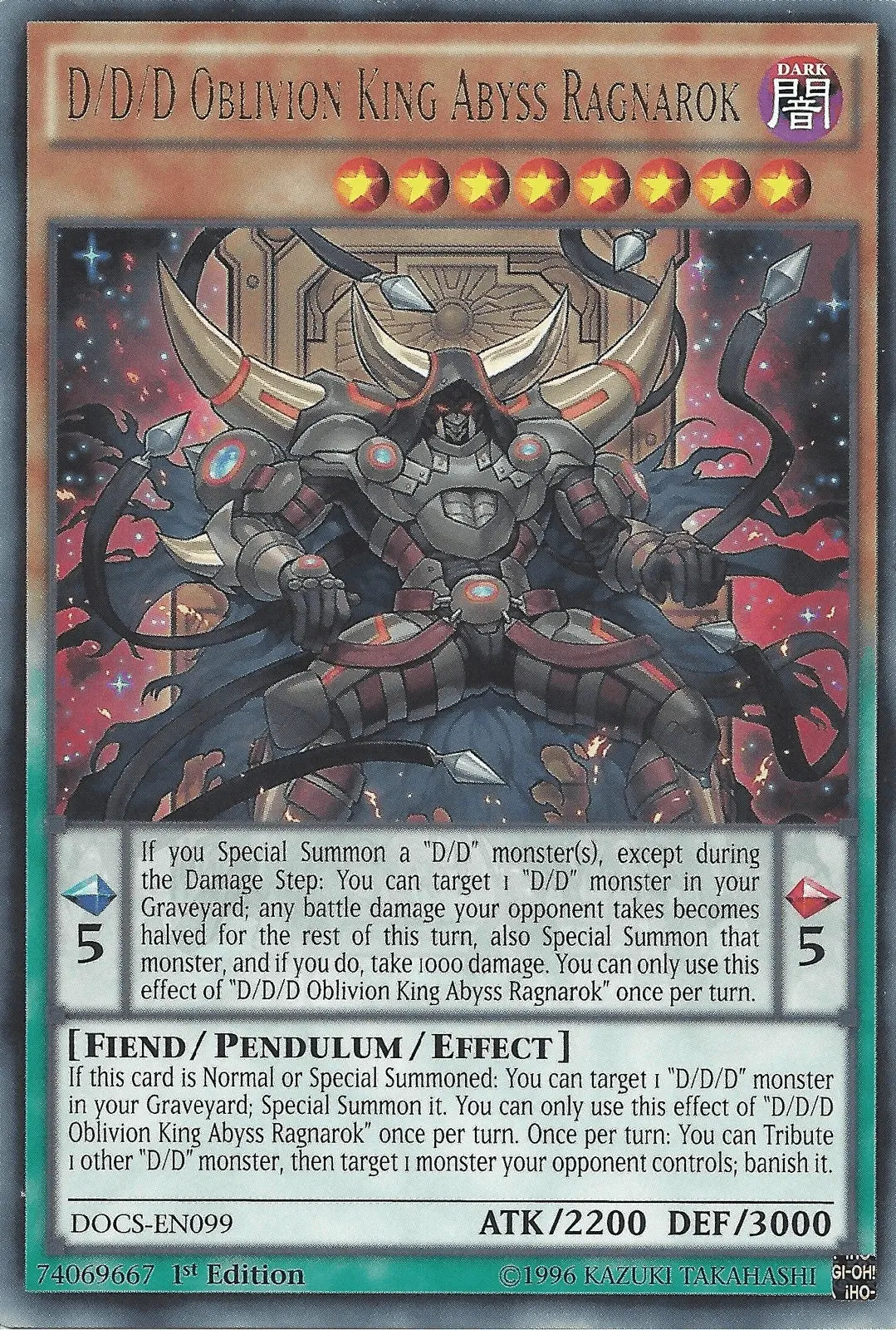D/D/D Oblivion King Abyss Ragnarok [DOCS-EN099] Rare - Doe's Cards