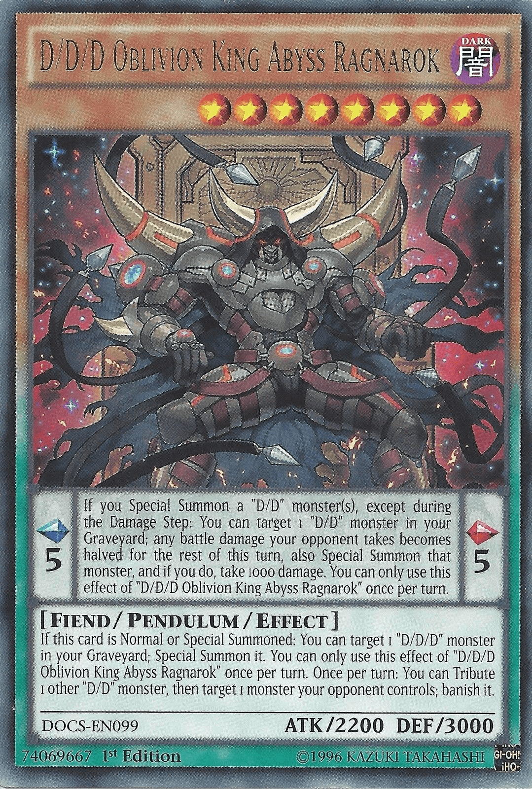 D/D/D Oblivion King Abyss Ragnarok [DOCS-EN099] Rare - Doe's Cards