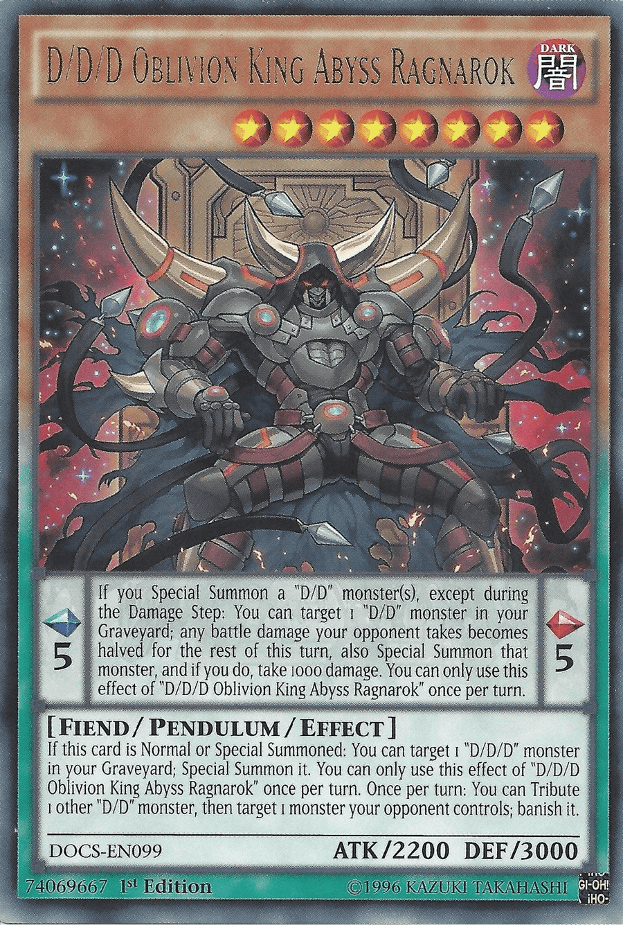 D/D/D Oblivion King Abyss Ragnarok [DOCS-EN099] Rare - Doe's Cards