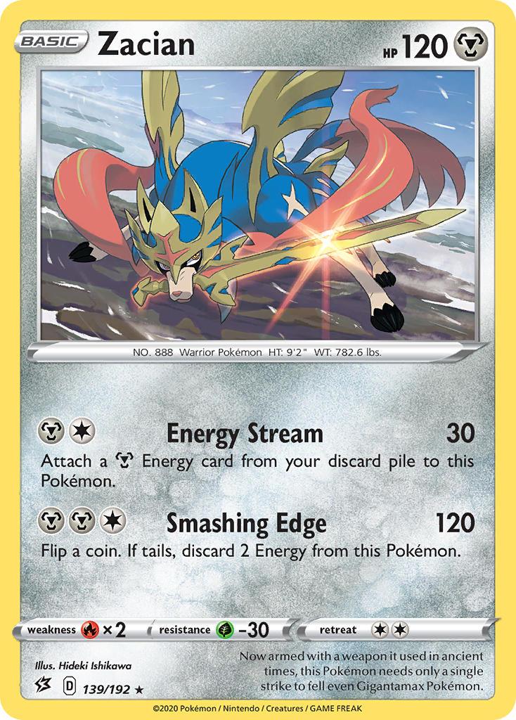 Zacian (139/192) (Cracked Ice Holo) (Theme Deck Exclusives) [Sword & Shield: Rebel Clash] - Doe's Cards