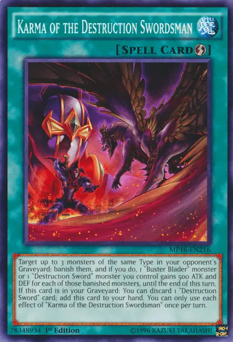 Karma of the Destruction Swordsman [MP16-EN216] Common - Doe's Cards