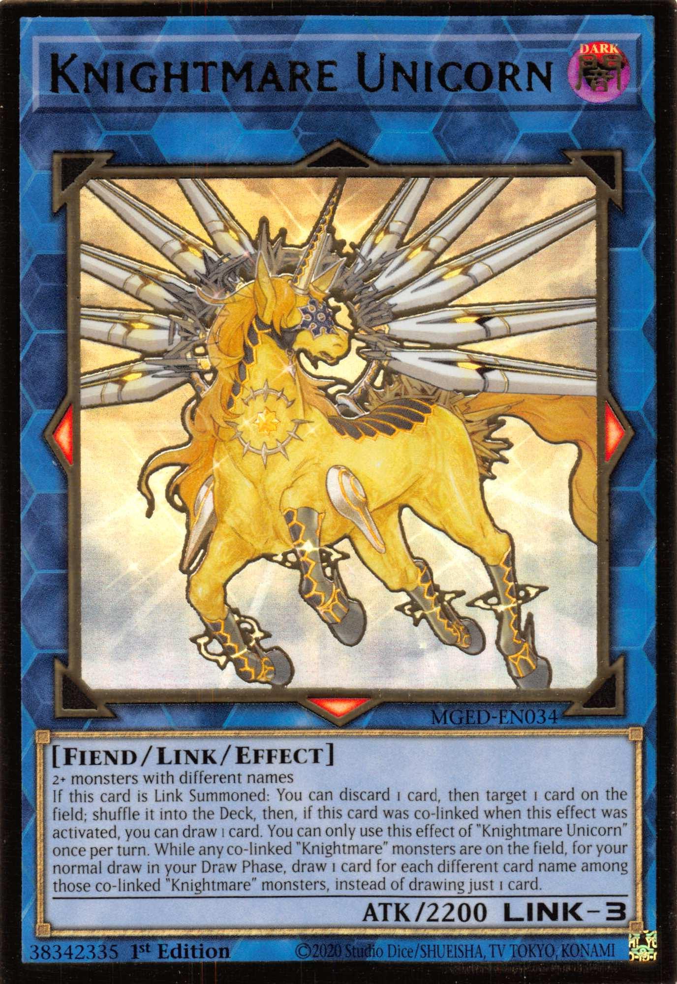 Knightmare Unicorn [MGED-EN034] Gold Rare - Doe's Cards