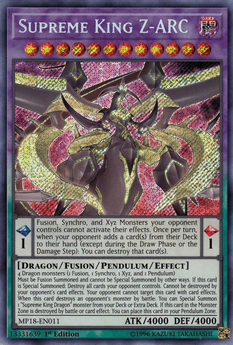 Supreme King Z-ARC [MP18-EN011] Secret Rare - Doe's Cards