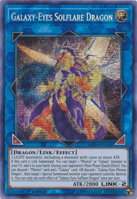 Galaxy-Eyes Solflare Dragon [MP19-EN188] Prismatic Secret Rare - Doe's Cards