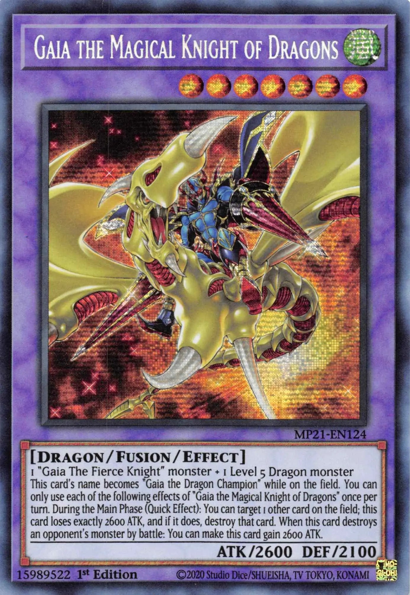 Gaia the Magical Knight of Dragons [MP21-EN124] Prismatic Secret Rare - Doe's Cards