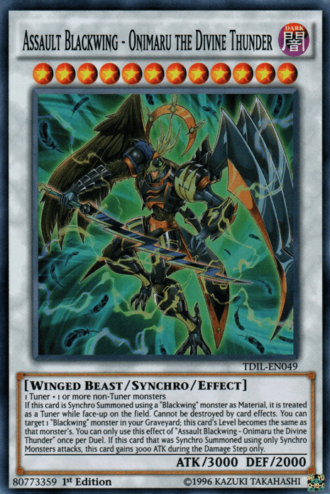 Assault Blackwing - Onimaru the Divine Thunder [TDIL-EN049] Super Rare - Doe's Cards