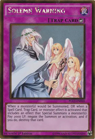 Solemn Warning [PGL2-EN068] Gold Rare - Doe's Cards