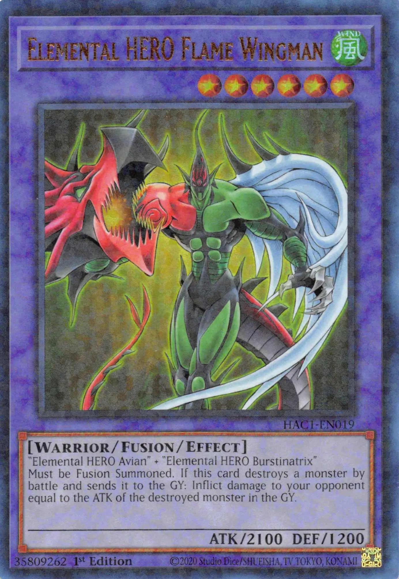Elemental HERO Flame Wingman (Duel Terminal) [HAC1-EN019] Parallel Rare - Doe's Cards