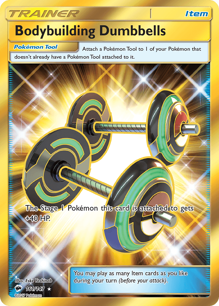 Bodybuilding Dumbbells (161/147) [Sun & Moon: Burning Shadows] - Doe's Cards