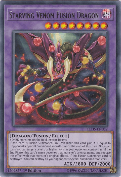 Starving Venom Fusion Dragon [LED5-EN052] Rare - Doe's Cards