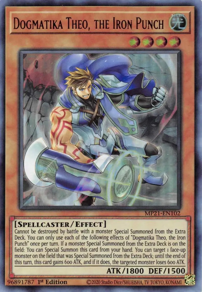 Dogmatika Theo, the Iron Punch [MP21-EN102] Ultra Rare - Doe's Cards