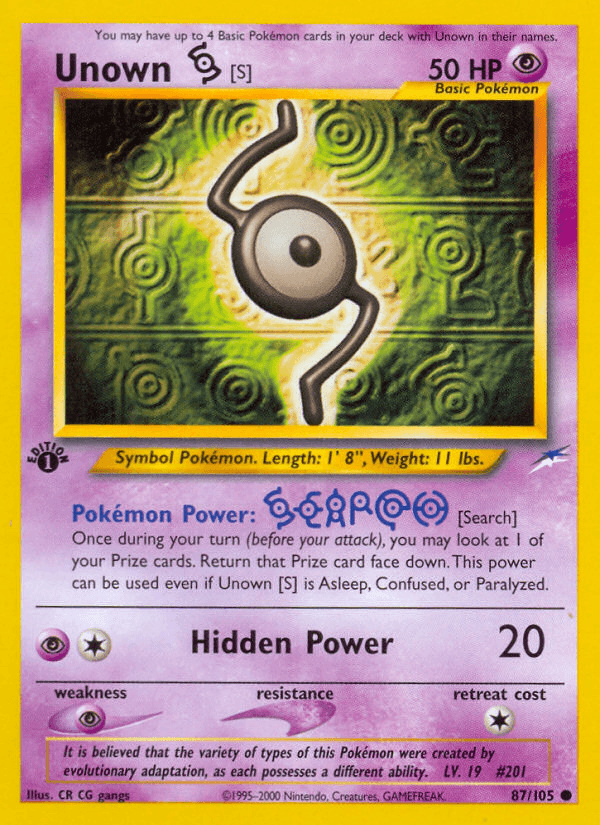 Unown [S] (87/105) [Neo Destiny 1st Edition] - Doe's Cards