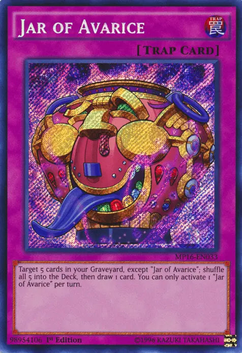 Jar of Avarice [MP16-EN033] Secret Rare - Doe's Cards
