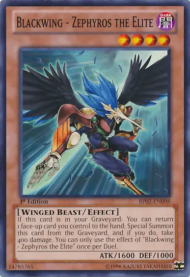 Blackwing - Zephyros the Elite [BP02-EN098] Mosaic Rare - Doe's Cards