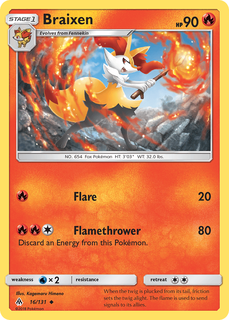 Braixen (16/131) [Sun & Moon: Forbidden Light] - Doe's Cards