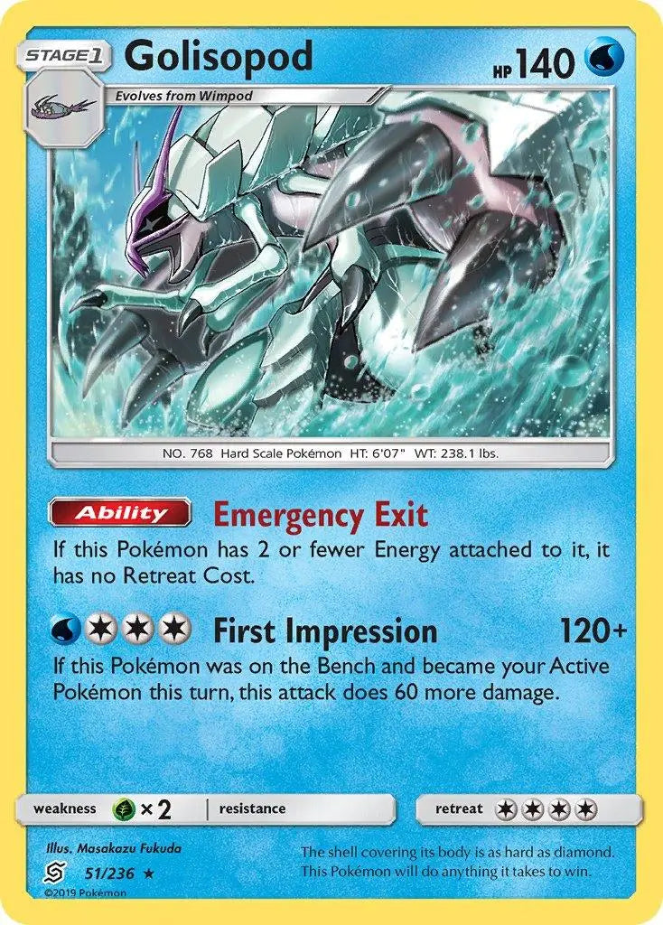 Golisopod (51/236) (Cosmos Holo) (Blister Exclusive) [Sun & Moon: Unified Minds] - Doe's Cards