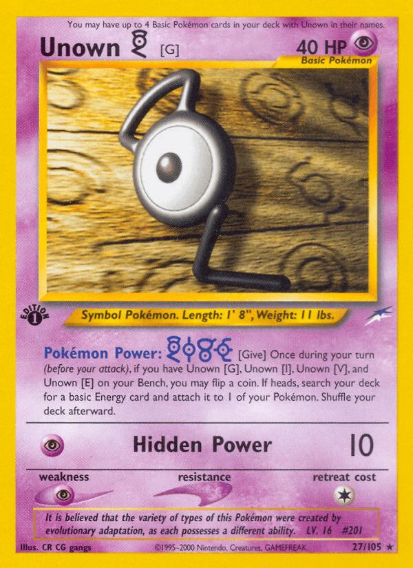 Unown [G] (27/105) [Neo Destiny 1st Edition] - Doe's Cards