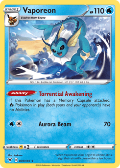 Vaporeon (030/185) [Sword & Shield: Vivid Voltage] - Doe's Cards