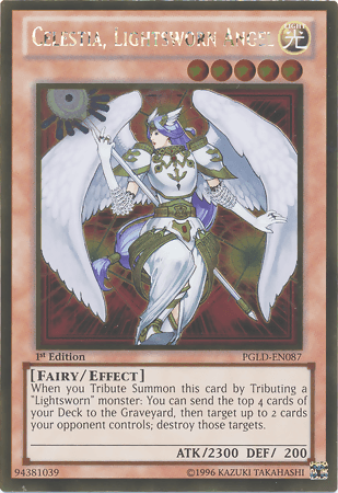 Celestia, Lightsworn Angel [PGLD-EN087] Gold Rare - Doe's Cards