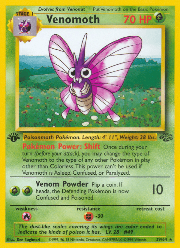 Venomoth (29/64) [Jungle 1st Edition] - Doe's Cards