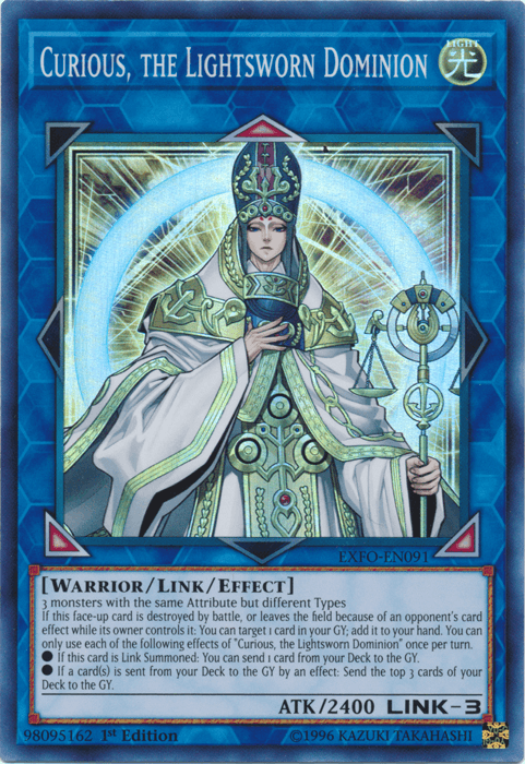 Curious, the Lightsworn Dominion [EXFO-EN091] Super Rare - Doe's Cards