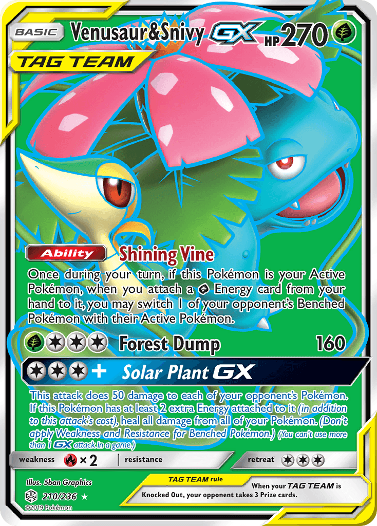 Venusaur & Snivy GX (210/236) [Sun & Moon: Cosmic Eclipse] - Doe's Cards