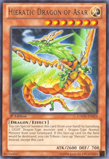 Hieratic Dragon of Asar [GAOV-EN024] Rare - Doe's Cards