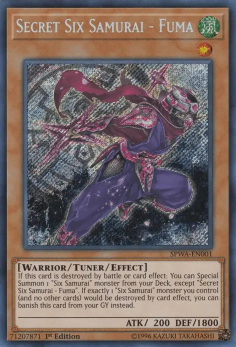 Secret Six Samurai - Fuma [SPWA-EN001] Secret Rare - Doe's Cards