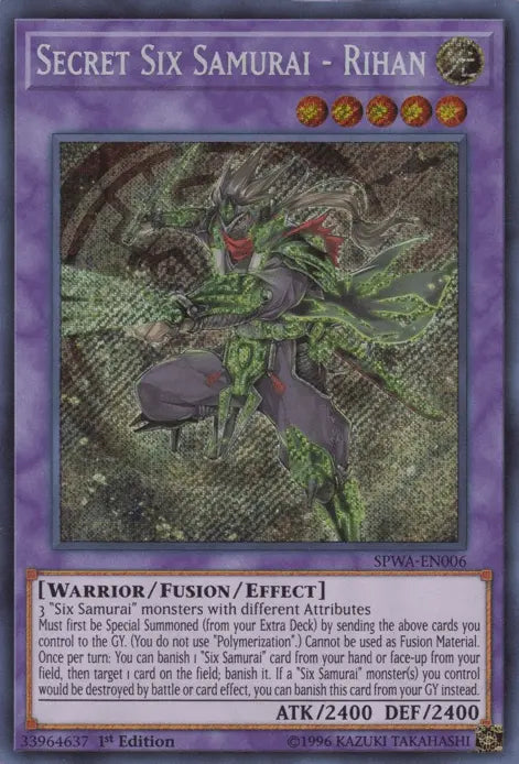 Secret Six Samurai - Rihan [SPWA-EN006] Secret Rare - Doe's Cards