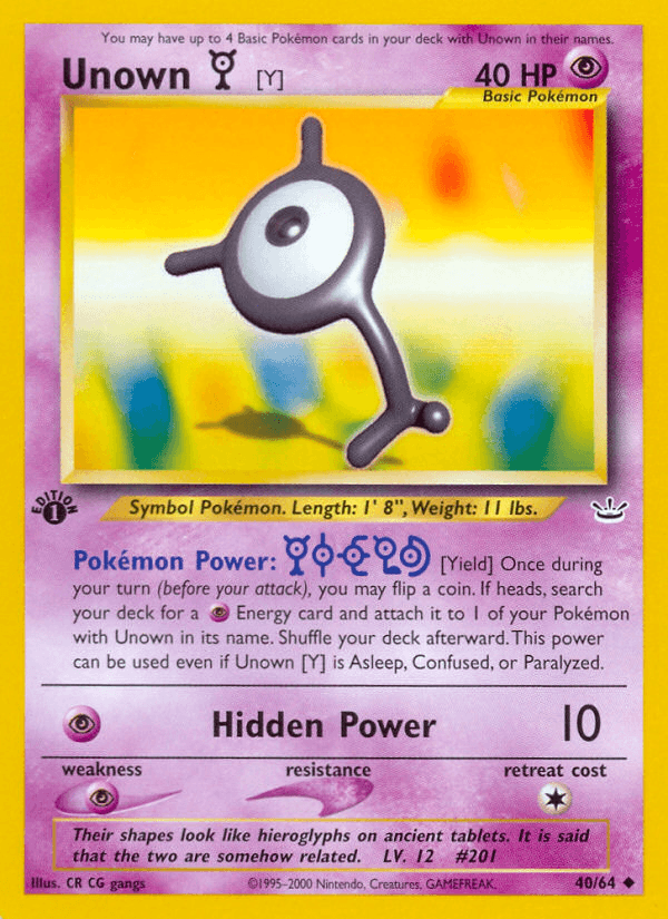 Unown [Y] (40/64) [Neo Revelation 1st Edition] - Doe's Cards