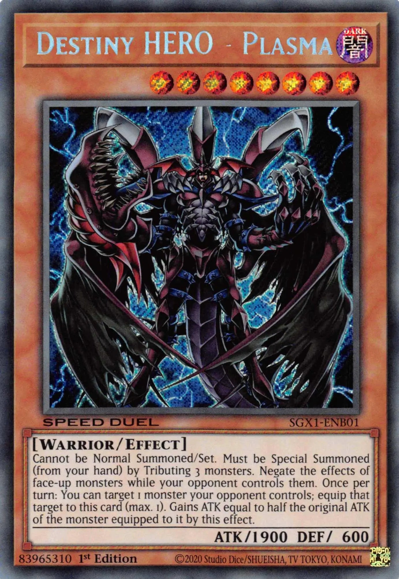 Destiny HERO - Plasma [SGX1-ENB01] Secret Rare - Doe's Cards