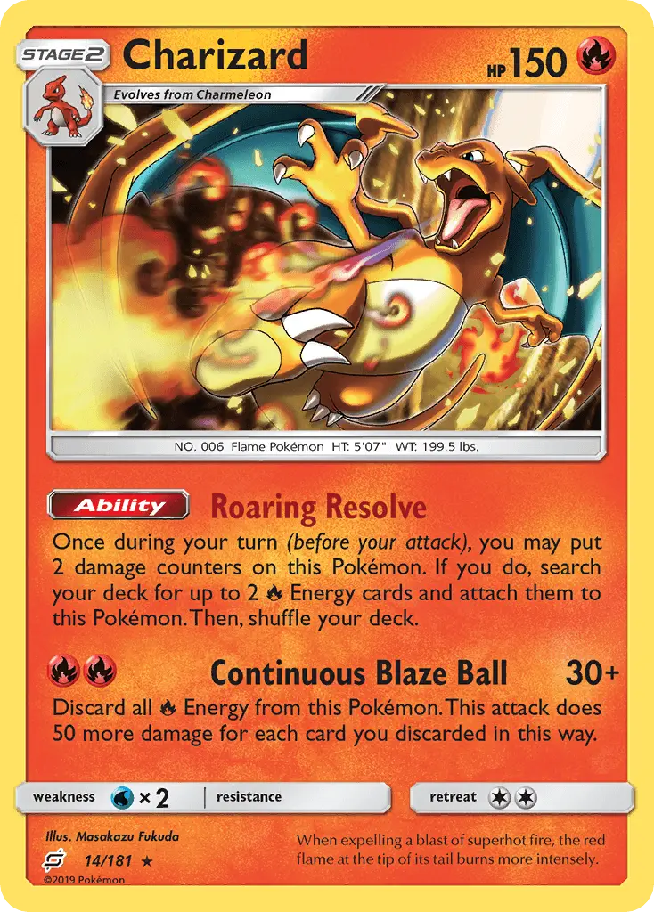 Charizard (14/181) (Cosmos Holo) [Sun & Moon: Team Up] - Doe's Cards