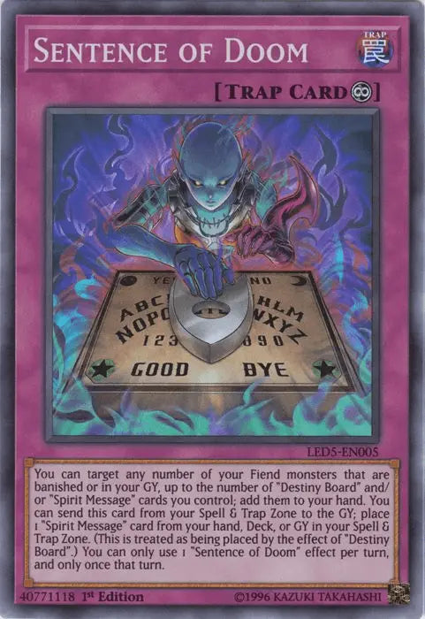 Sentence of Doom [LED5-EN005] Super Rare - Doe's Cards