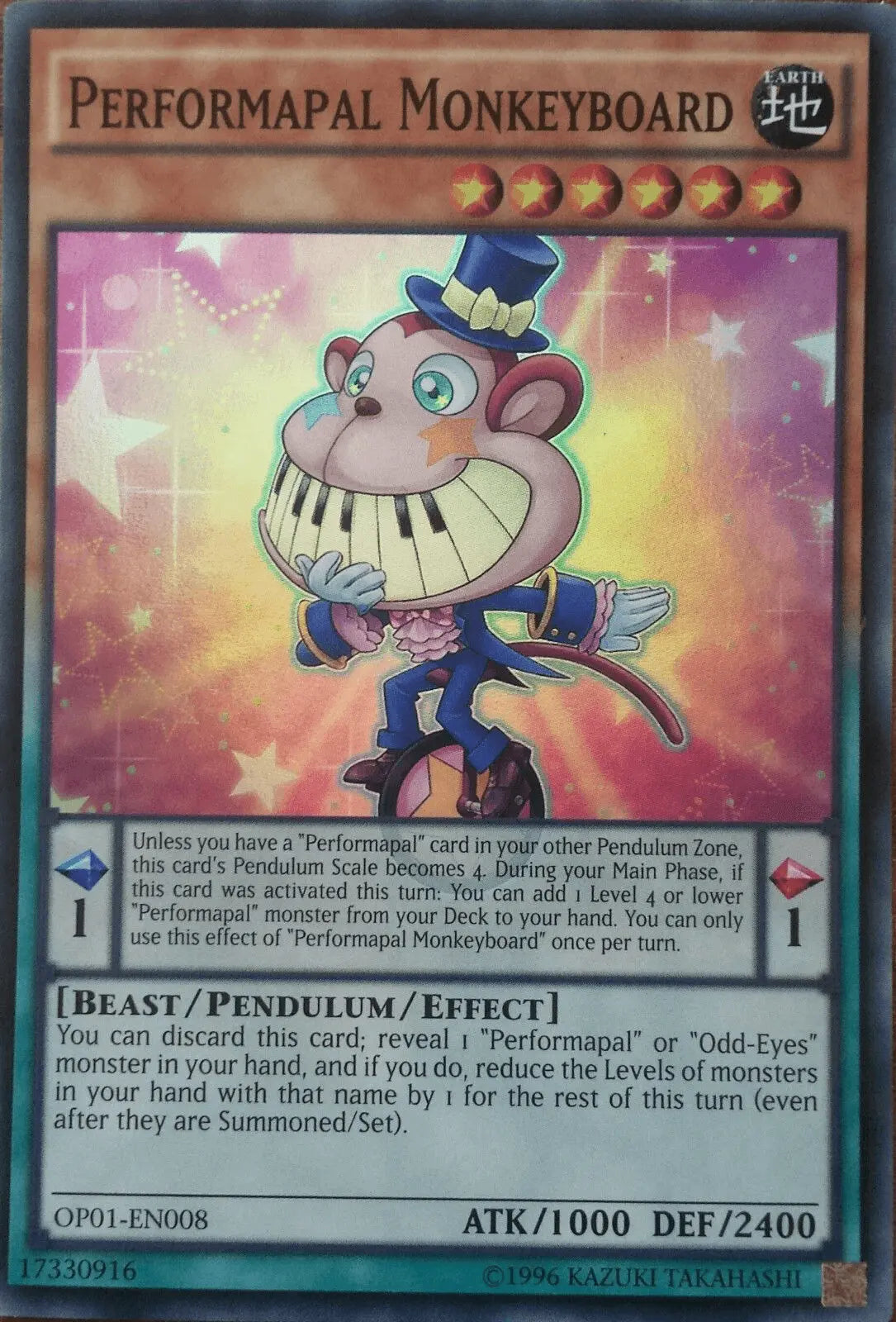 Performapal Monkeyboard [OP01-EN008] Super Rare - Doe's Cards